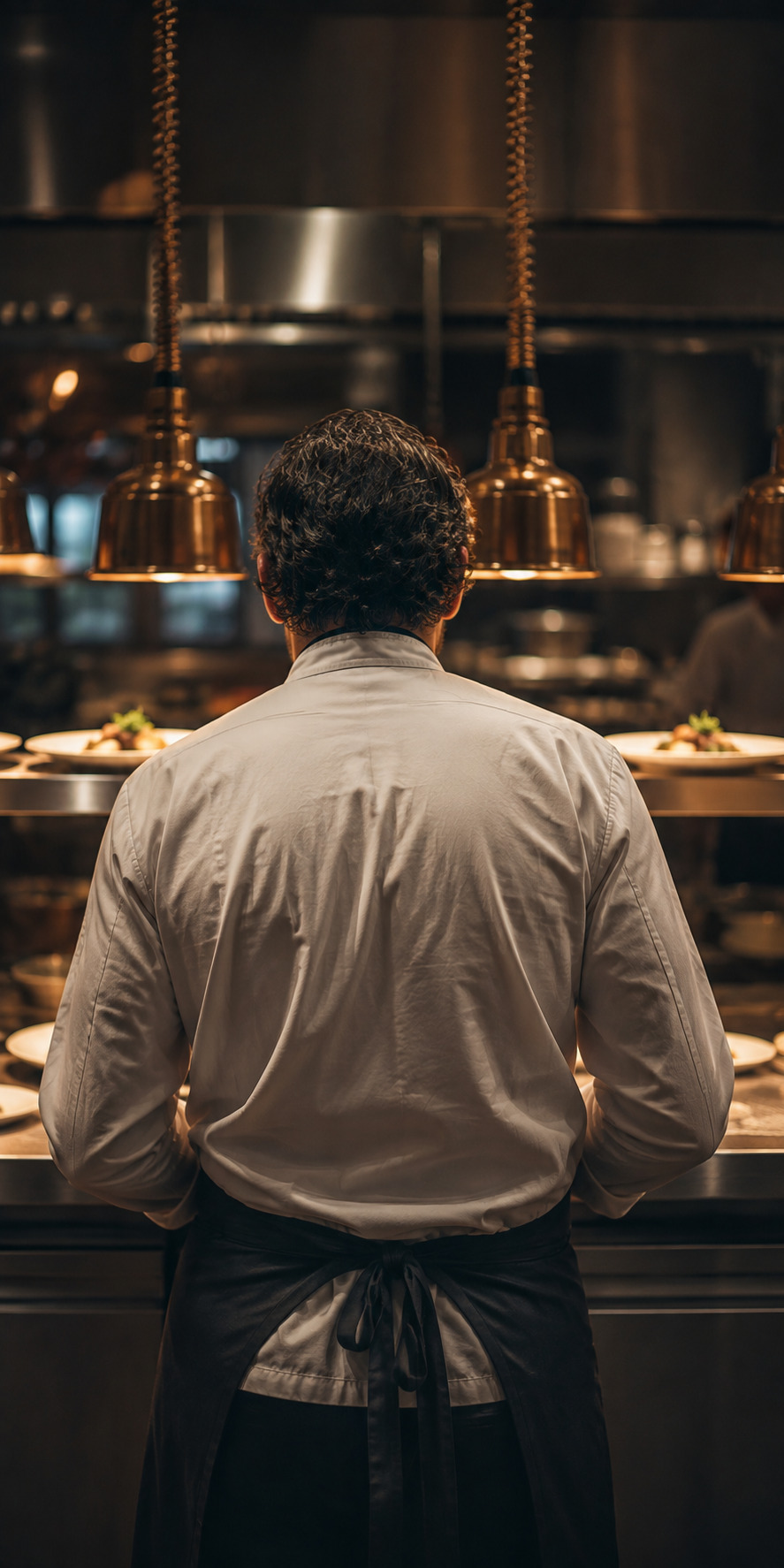 Chef at the pass in a hotel kitchen
