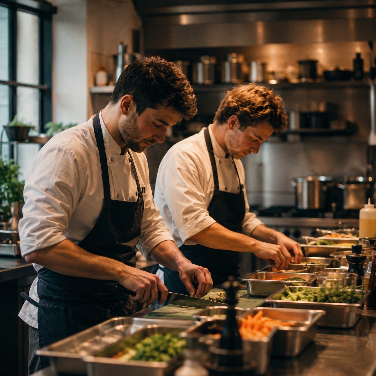 Chefs preparing for service